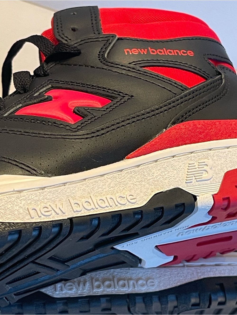 NWB NEW BALANCE 650R BLACK RED MENS 10 “BRED” BB650RBR PREMIUM LEATHER SNEAKER - Picture 10 of 17